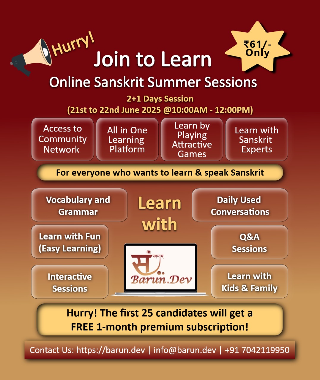2-day Online Sanskrit Workshop
